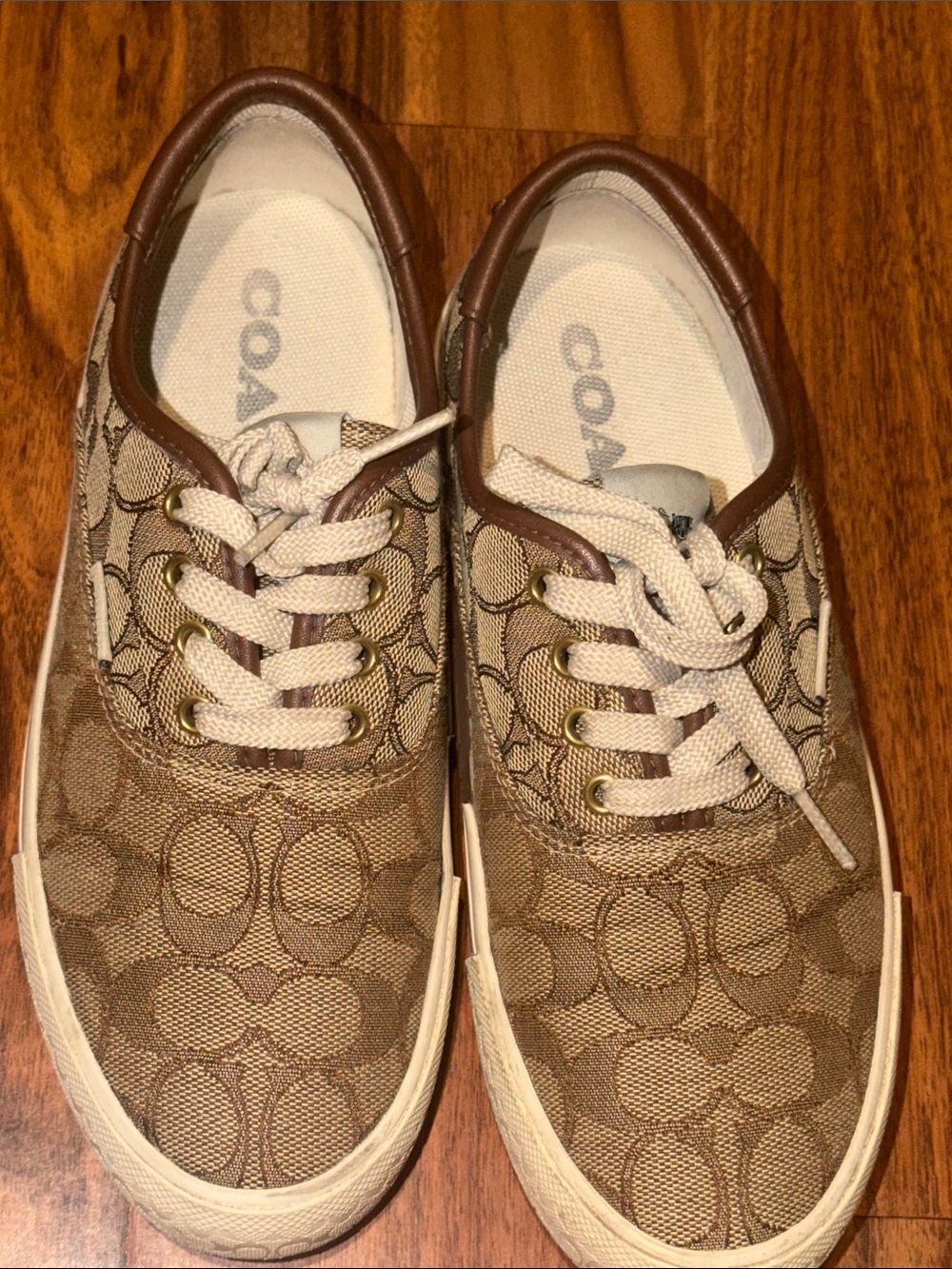 Coach Signature Canvas Brown Lace-Up Sneakers